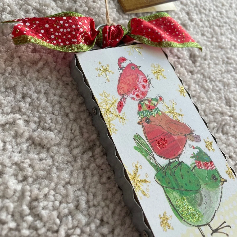 The Round Top Collection Holiday Birds Glitter Bow Mini Gallery Ornament